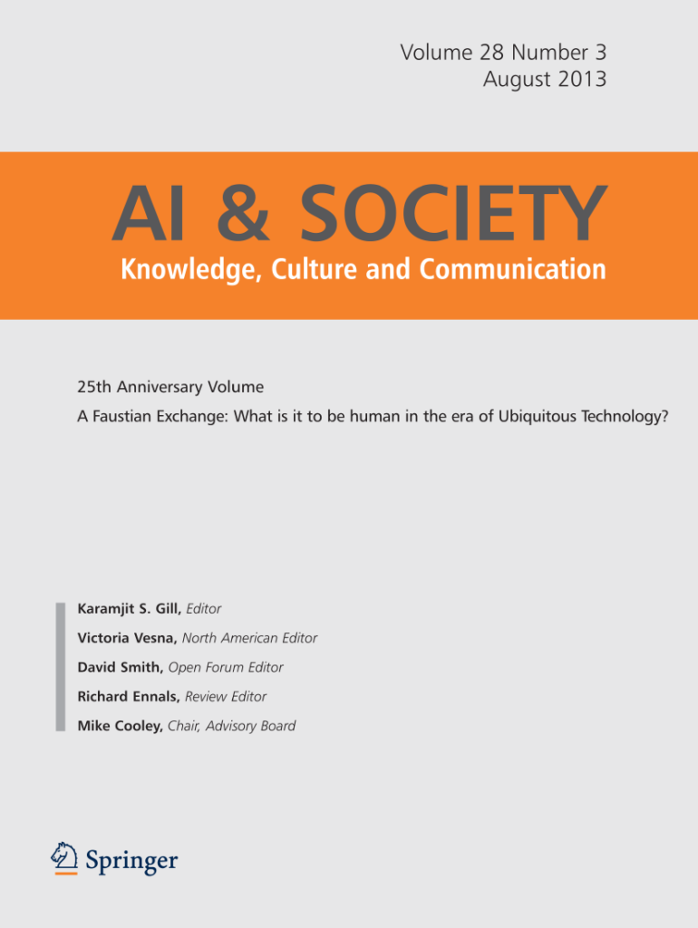 An old cover from the research journal AI & Society.